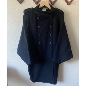 Vintage Roma Fendi 365 by Contir Size 44 Bat Wing Navy Blue Wool Coat